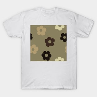 Chunky Retro Flowers - Muted Earthy Mix T-Shirt